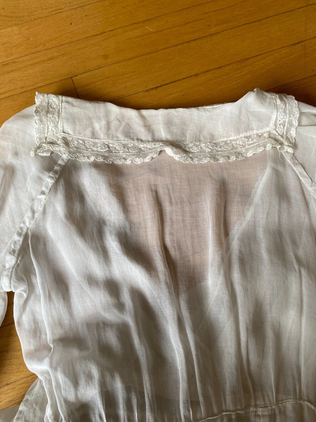 Antique Edwardian sheer white cotton voile dress - image 10