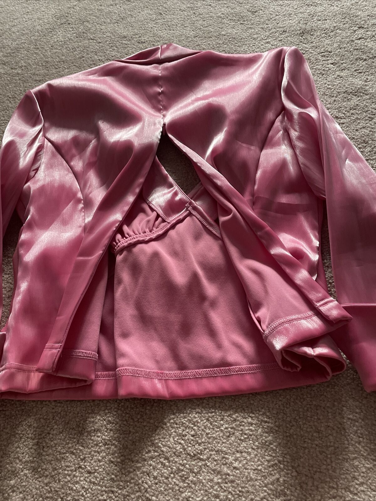 CACHET Shiny Barbie PINK Faux Wrap Evening Blouse… - image 7