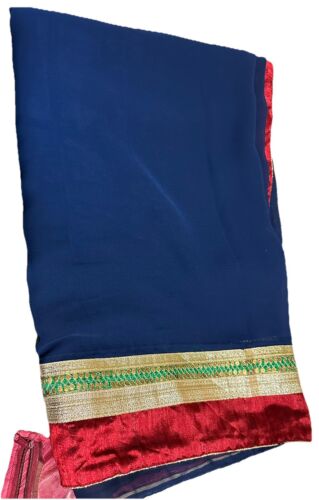 Preowned Indian Saree, Saree with Blouse, Navy Blu