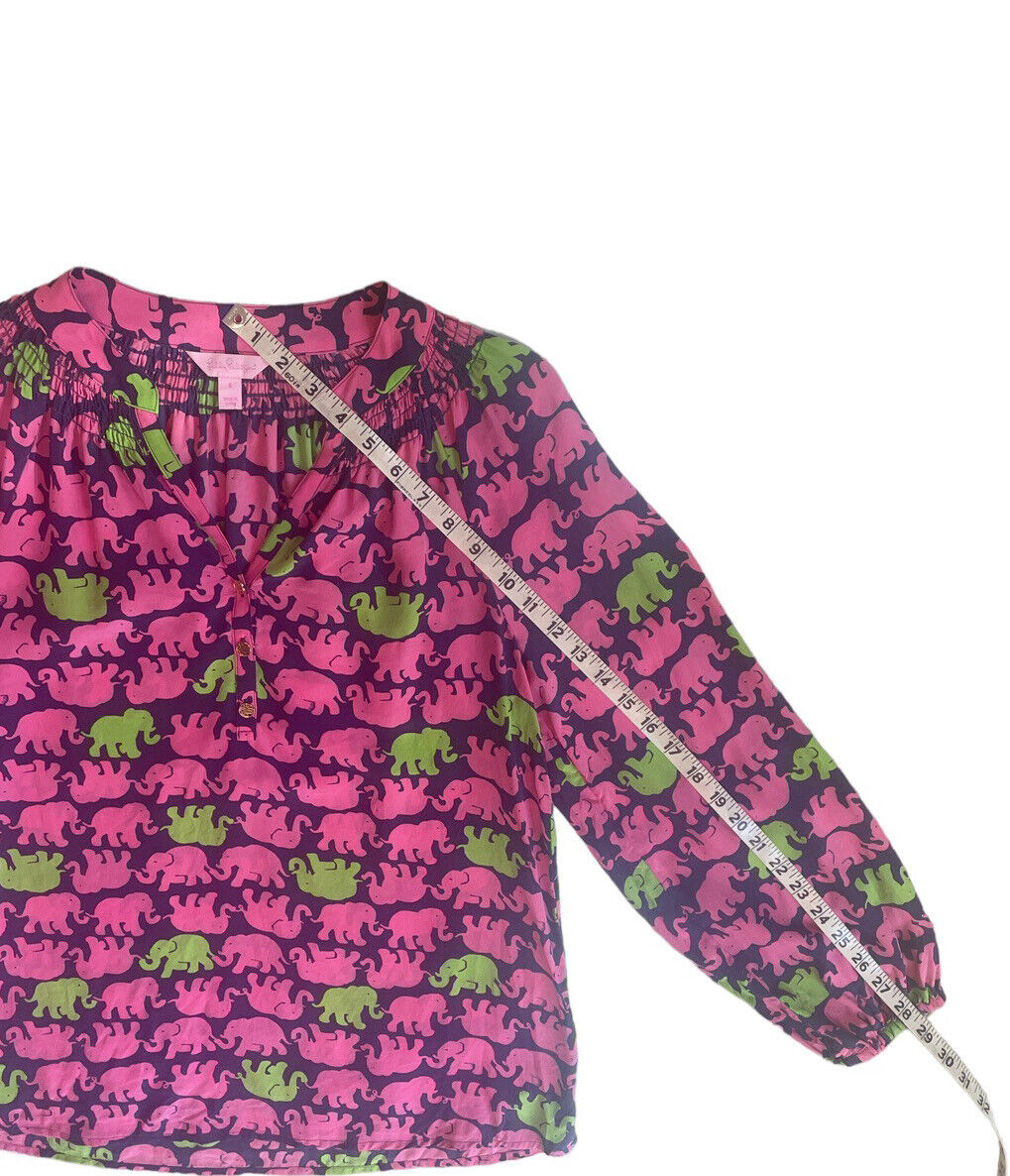 Lilly Pulitzer Silk Blouse Kissy Pink Tusk in Sun… - image 9