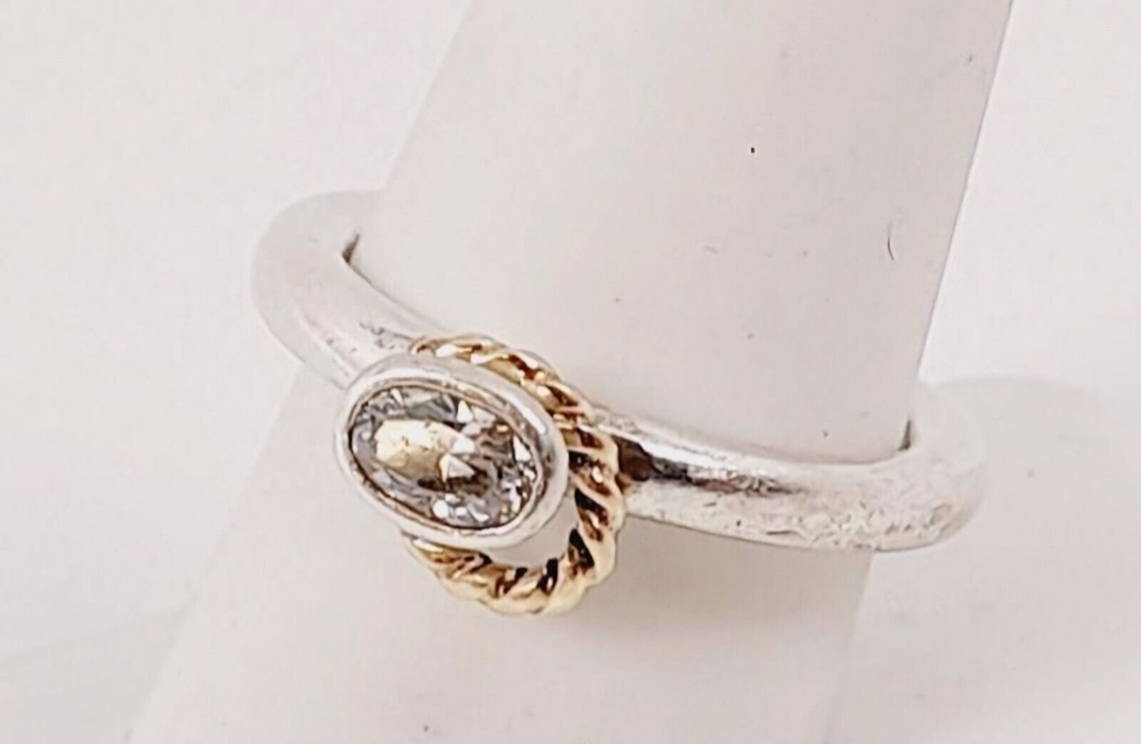 RETIRED Authentic PANDORA SS & 14K GOLD Clear CZ … - image 2