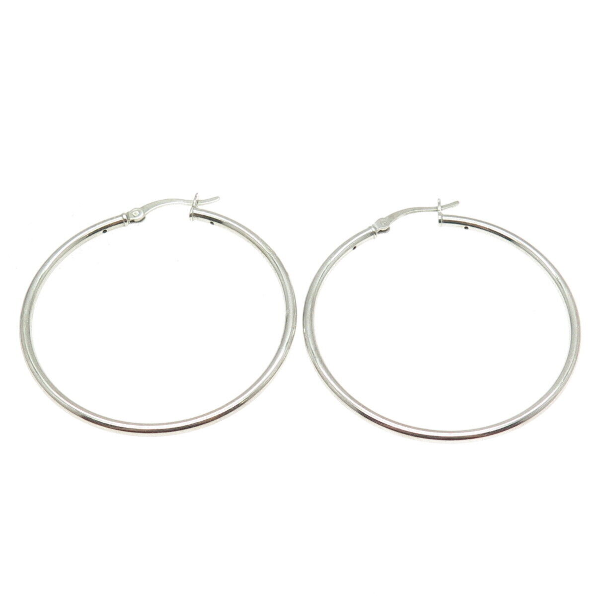 925 Sterling Silver Classic Hinged Hoop Earrings - image 4