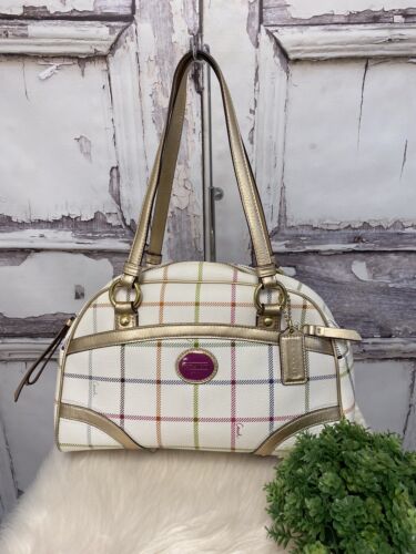 Coach Peyton Tattersall Plaid Satchel F19177