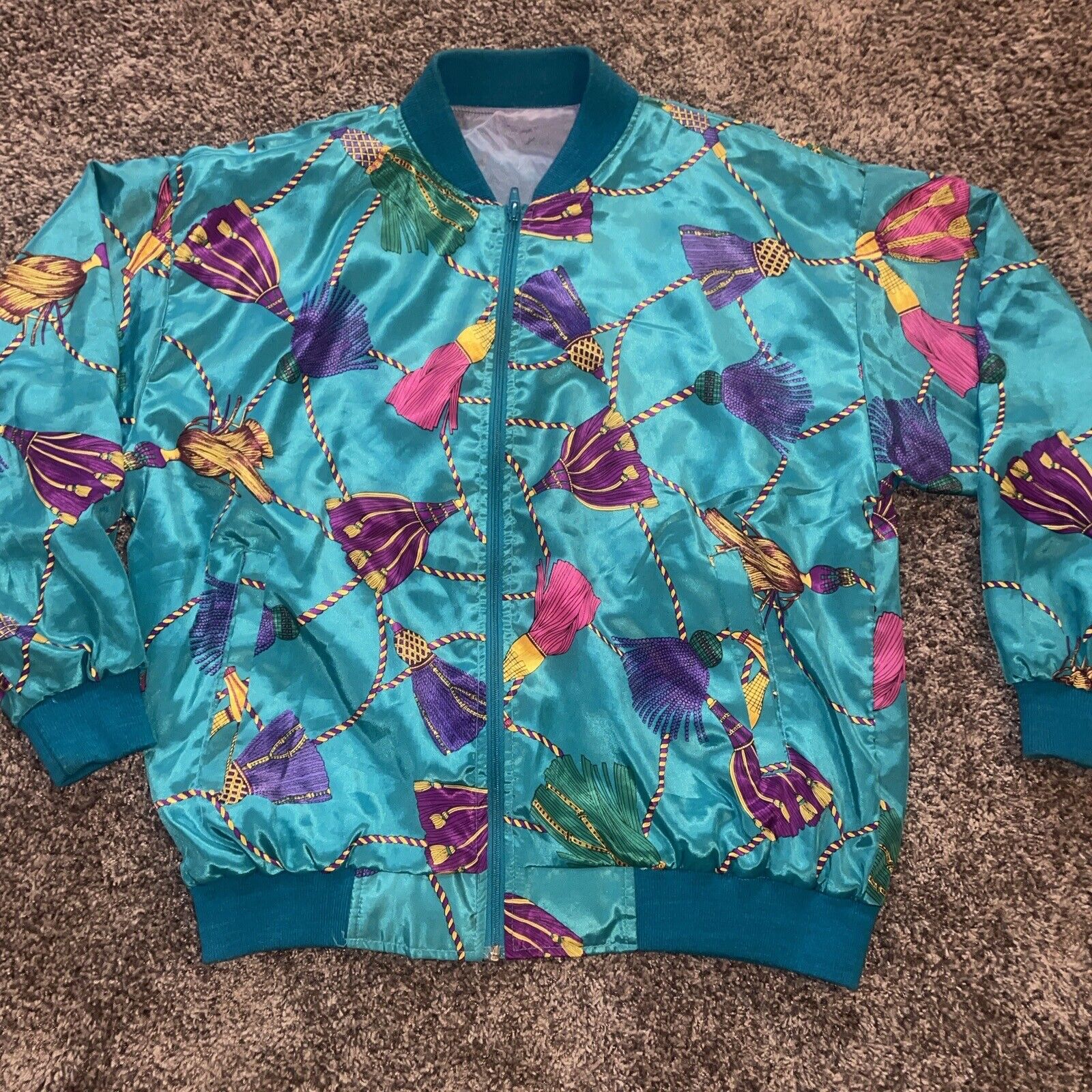 Vintage Retro Bomber Jacket Windbreaker Baroque B… - image 1