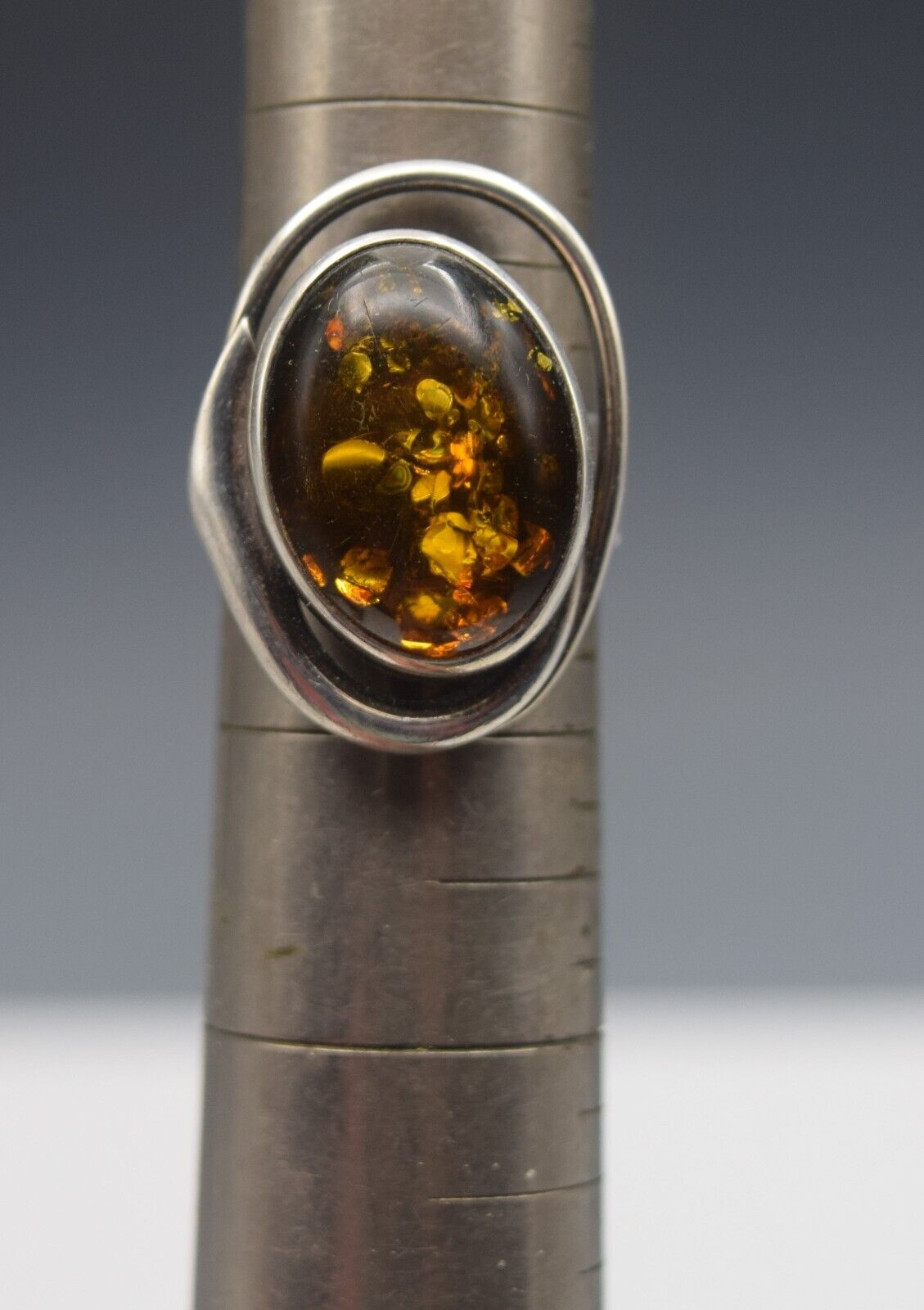 BALTIC AMBER STERLING SILVER MODERN RING SIZE 8 C… - image 7