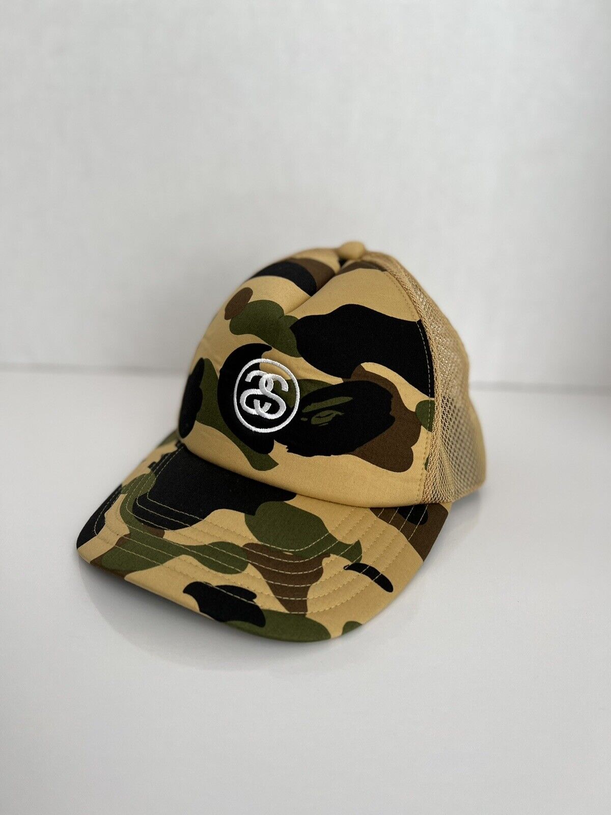 Bape x Stussy Camo Trucker Hat SS VINTAGE - image 2