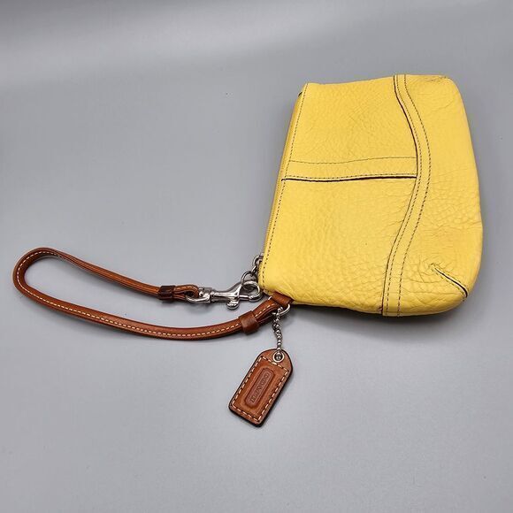 Vintage Authentic Coach British Yellow Wristlet - image 8