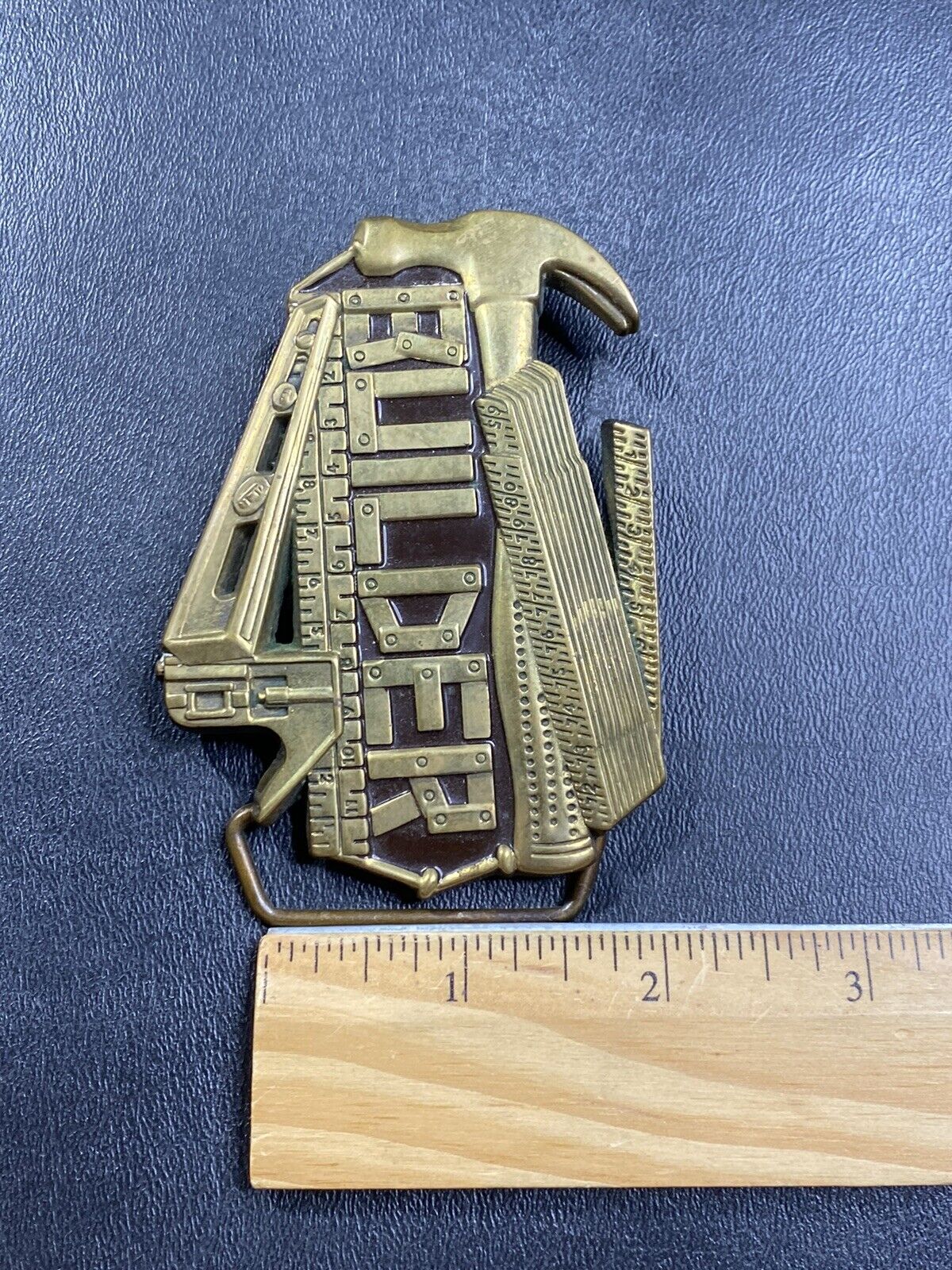 Vintage 1983 Builder Belt Buckle Carpenter Crafts… - image 8