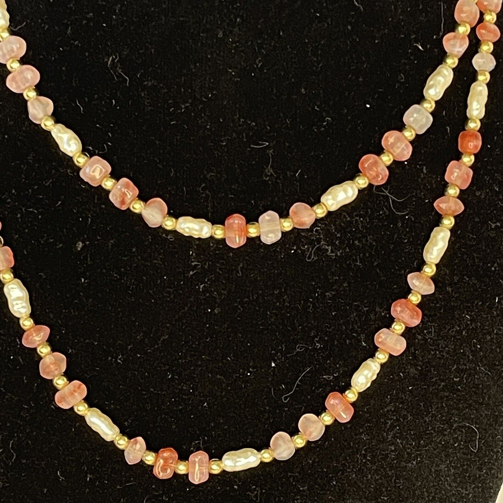 NAPIER Vtg Freshwater Pearl Rose Quartz Gold Bead… - image 8