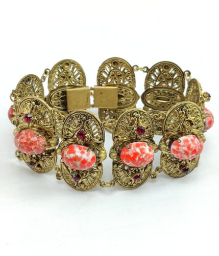 Vtg Bohemian Bracelet Czechoslovakia Chech Pink An