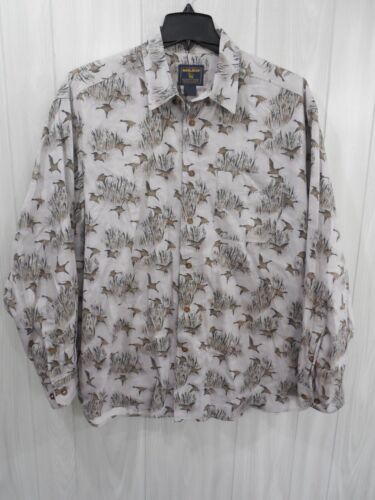 VTG Woolrich Mens Button Front Shirt Flying Ducks 