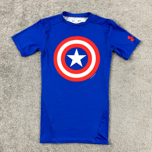 CAPTAIN AMERICA Shirt Men Small Under Armour Comp… - image 1