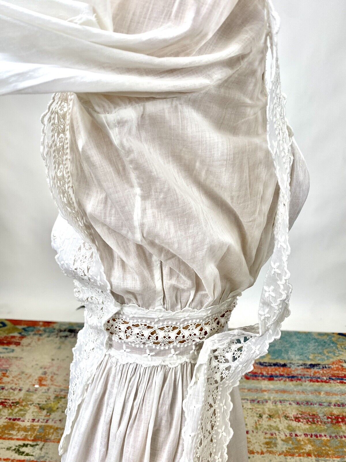 Antique Victorian Edwardian White Cotton Tea Dres… - image 12