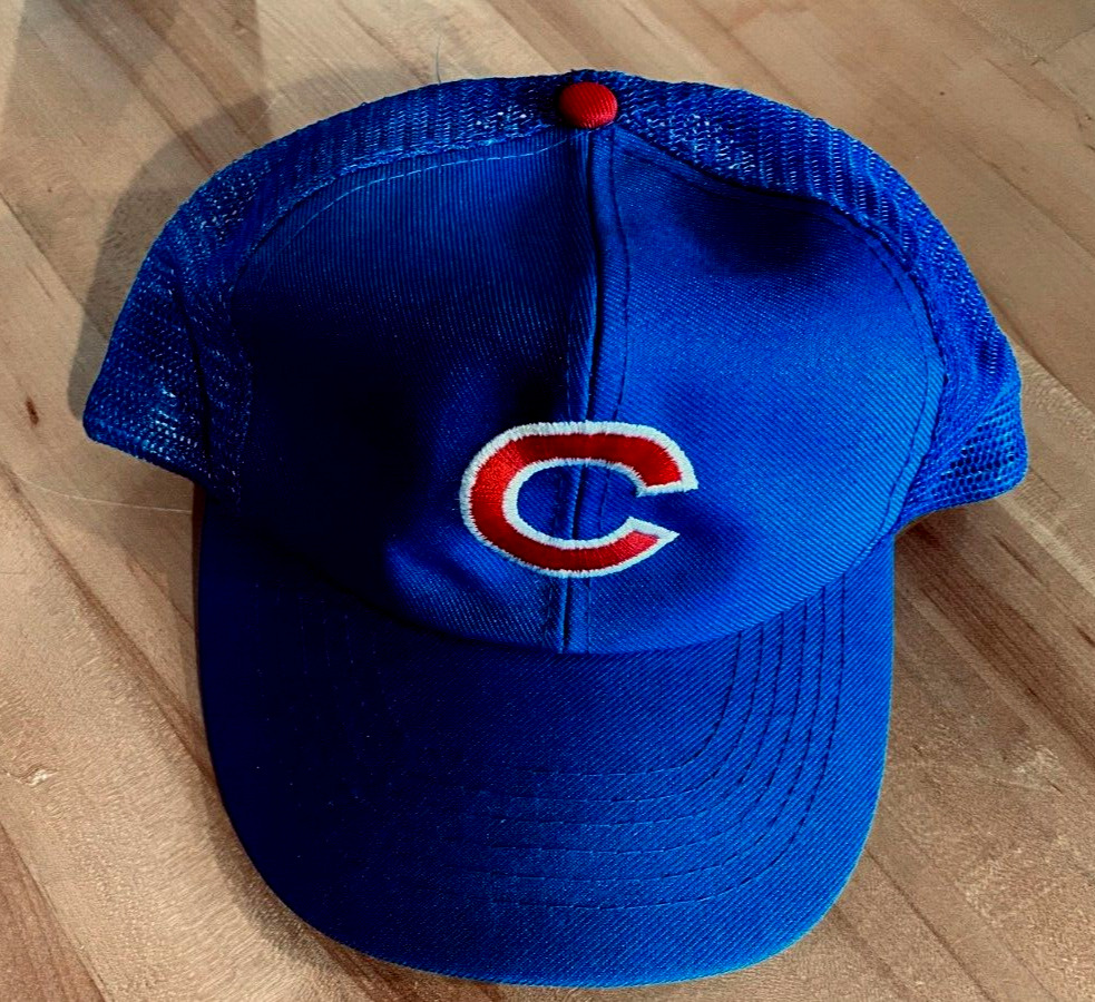 1986 Vintage CHICAGO CUBS Truckers Hat MLB Blue M… - image 1