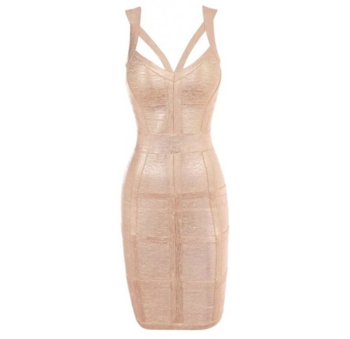 Rose Gold Bandage Bodycon Cocktail Dress - image 3