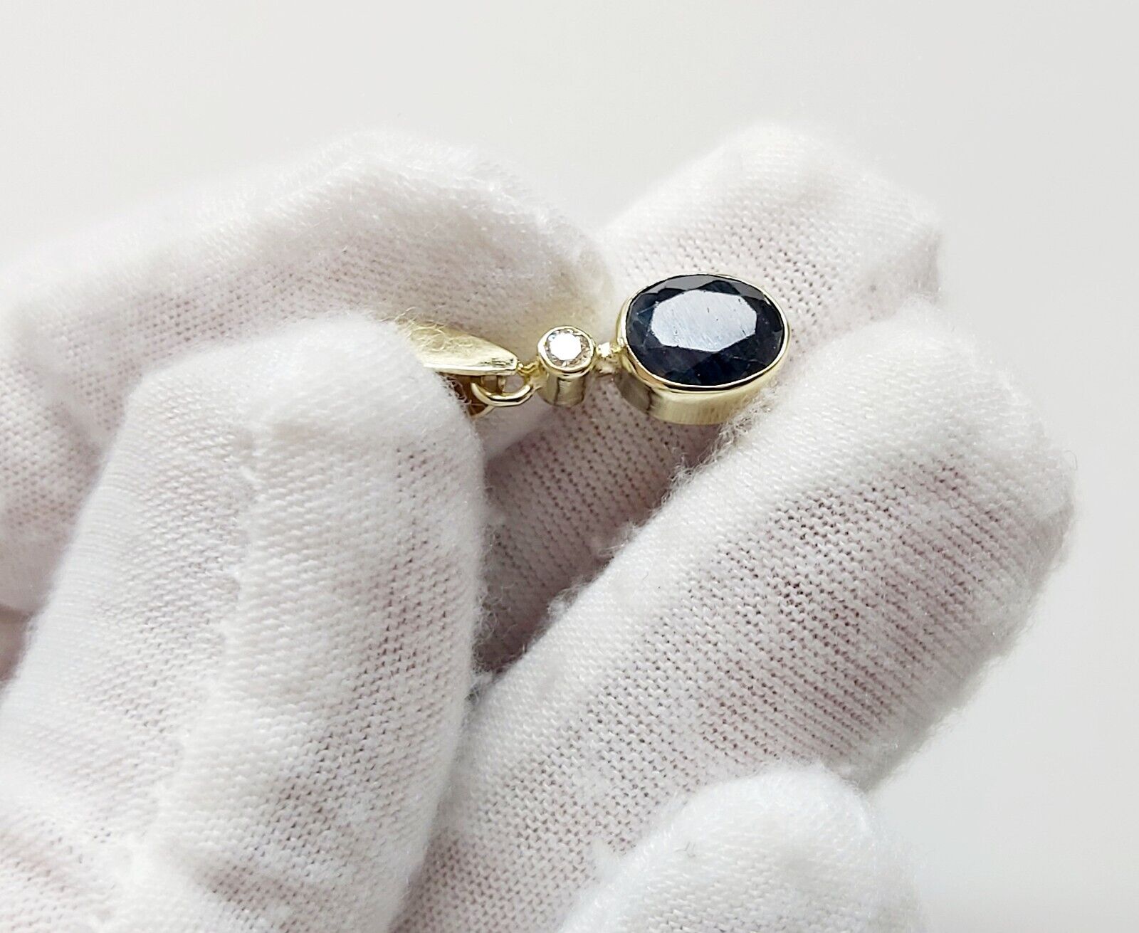 Solid 14K Yellow Gold Natural Dark Blue Sapphire … - image 11