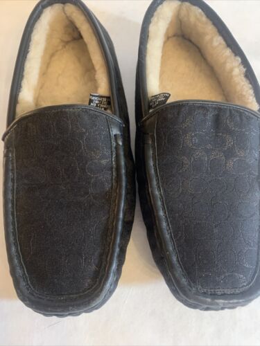 Coach Black Slippers Wool Lined sz 6 EUC