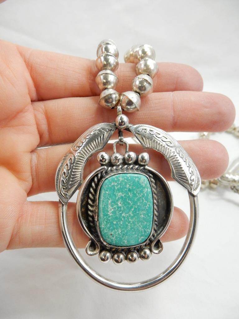 *BEAUTIFUL STERLING SILVER & TURQUOISE NECKLACE 2… - image 4