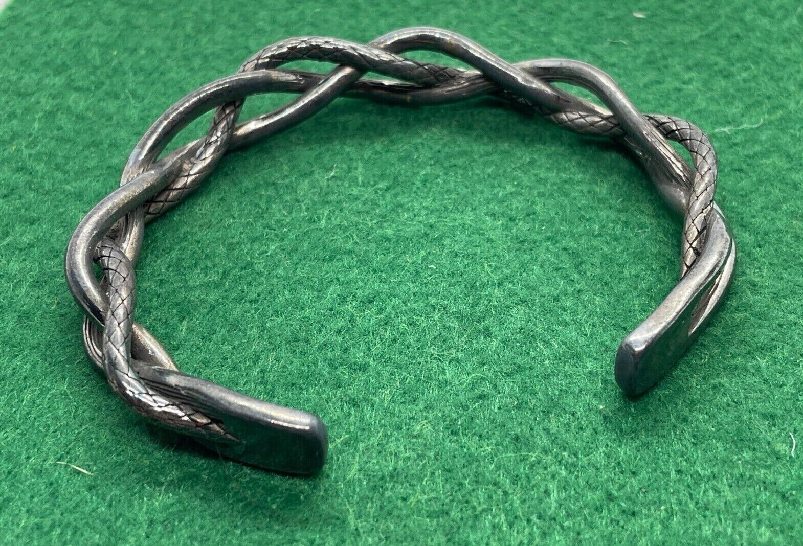 SOLID STERLING SILVER 925 BRACELET 33.3G WEAVED O… - image 2