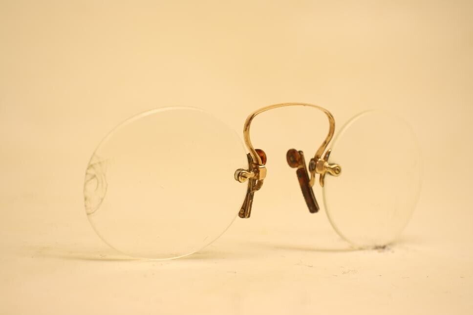 Antique Gold Spring Bridge Pince Nez Eye Glasses … - image 1