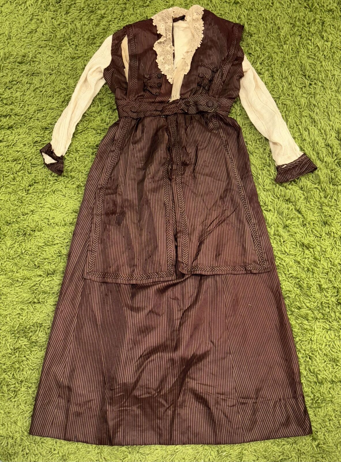 Authentic Antique 1900s Striped Dress! - image 1