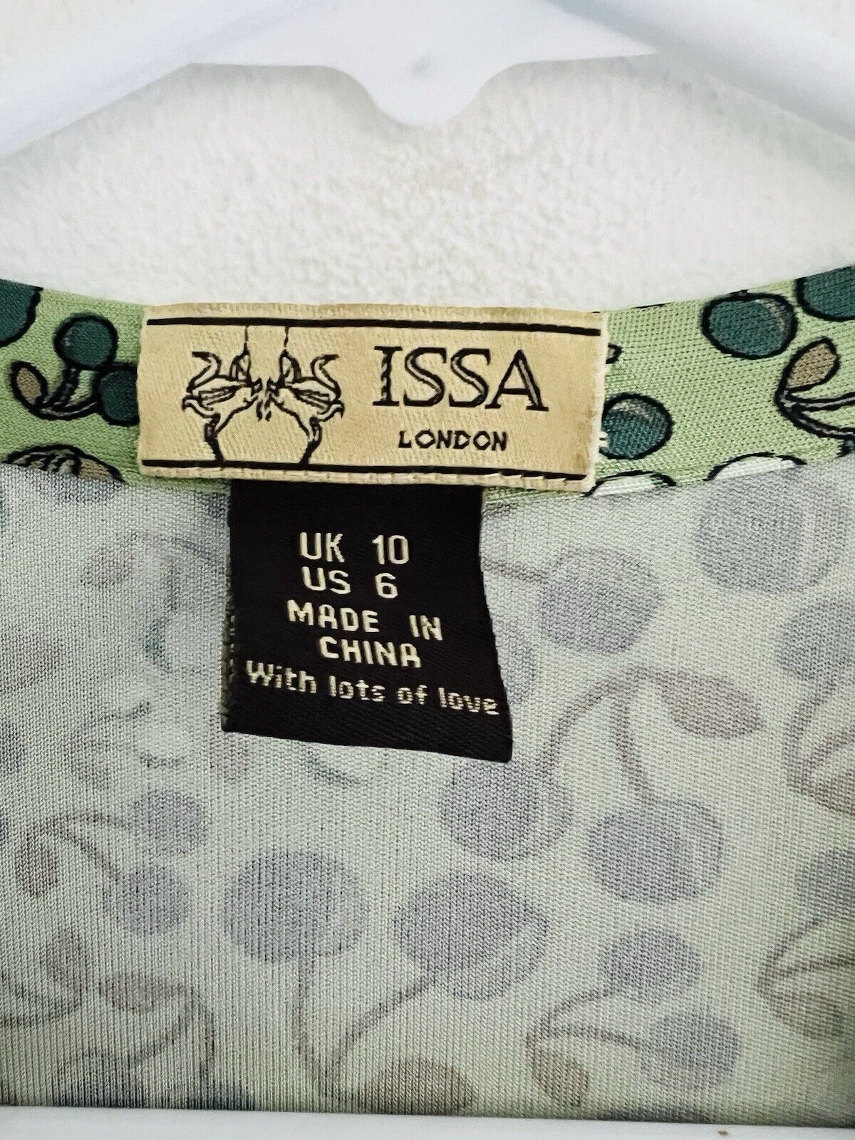 Issa London 100% Silk Green Cherry Print Wrap Mid… - image 3