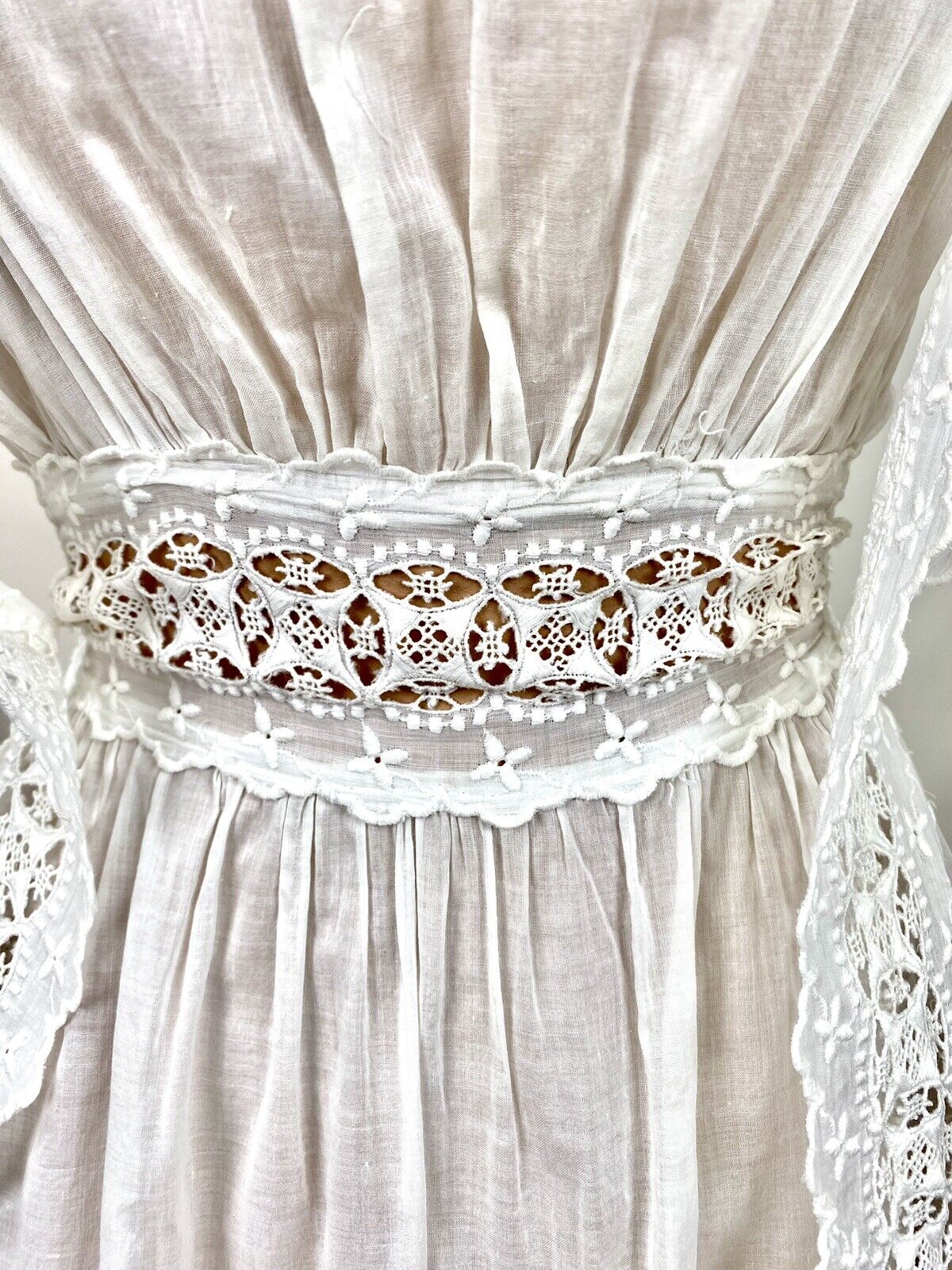 Antique Victorian Edwardian White Cotton Tea Dres… - image 4