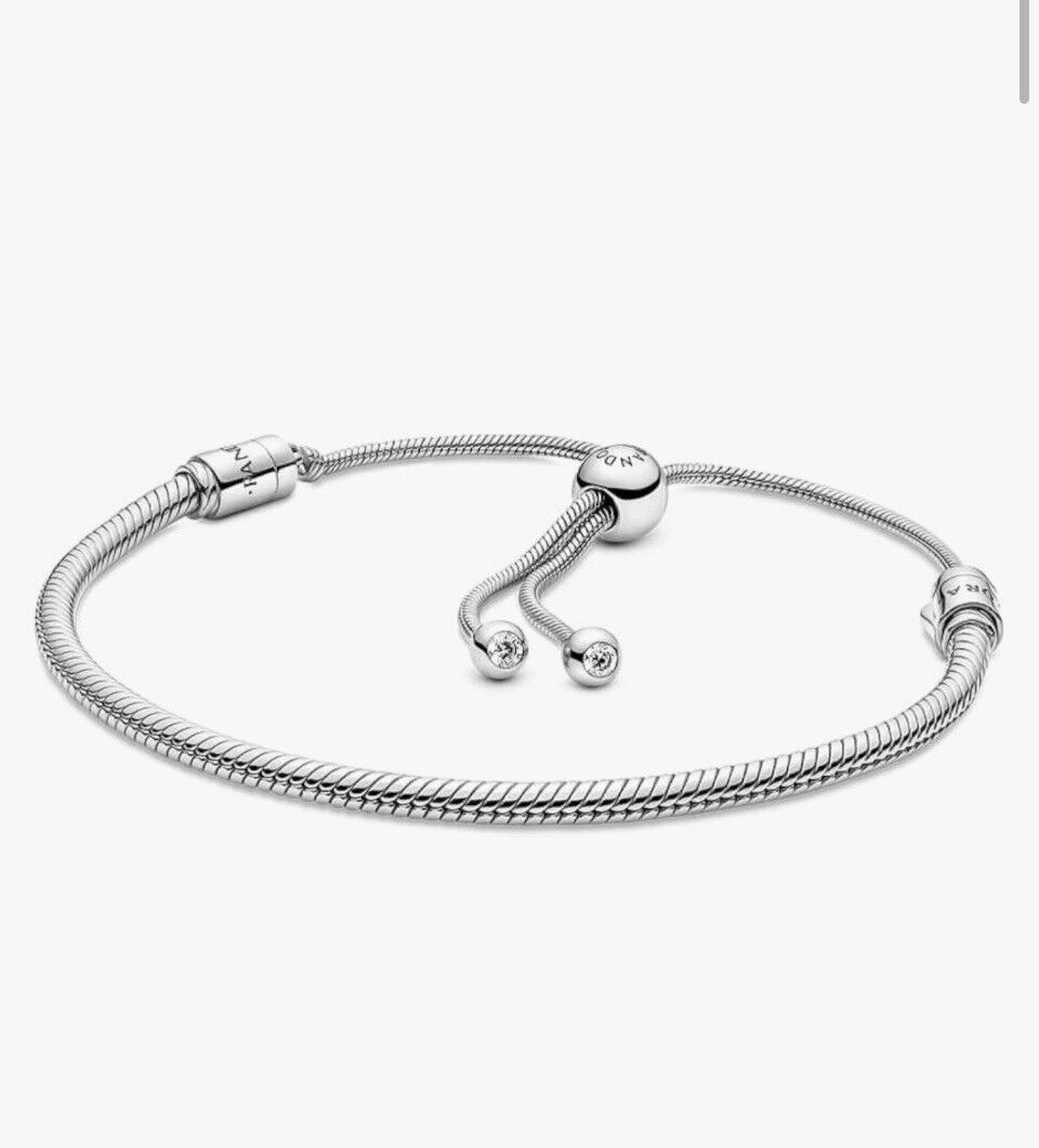 Pandora Moments snake chain bracelet 11” Sterling… - image 13