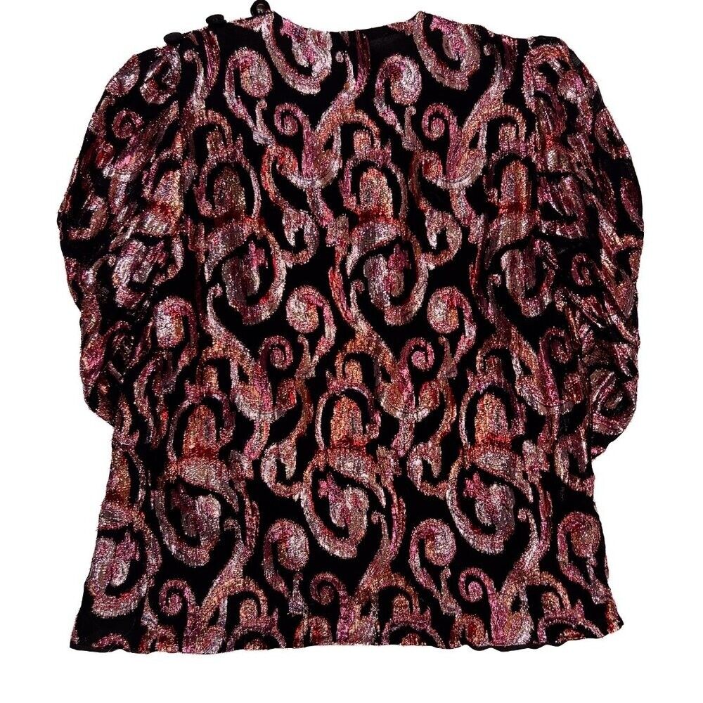 Patra Vintage 1980s Metallic Paisley Wrap Blouse … - image 7