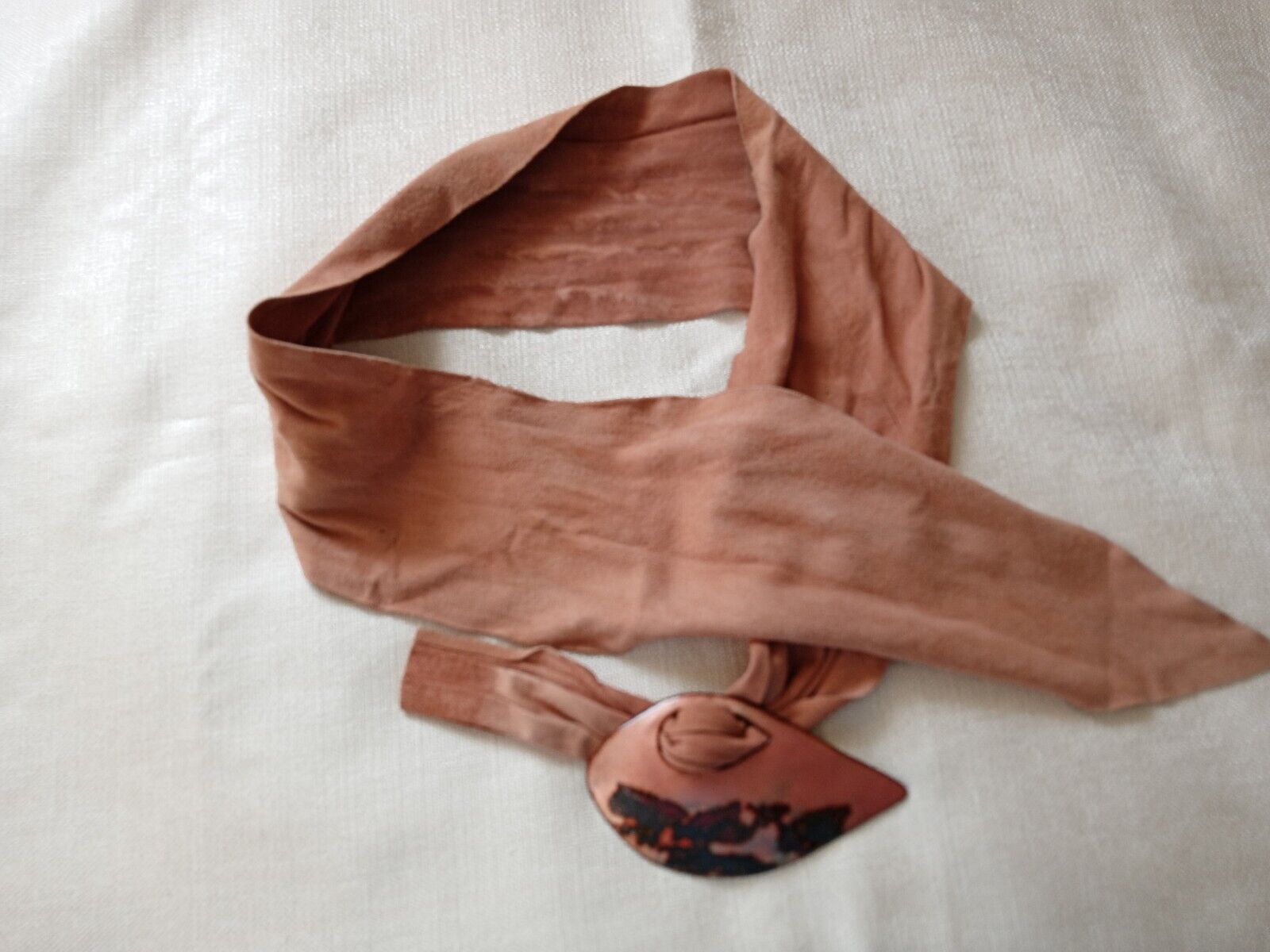 Vintage Designer Boho Belt Of Cinnamon Suede With… - image 21