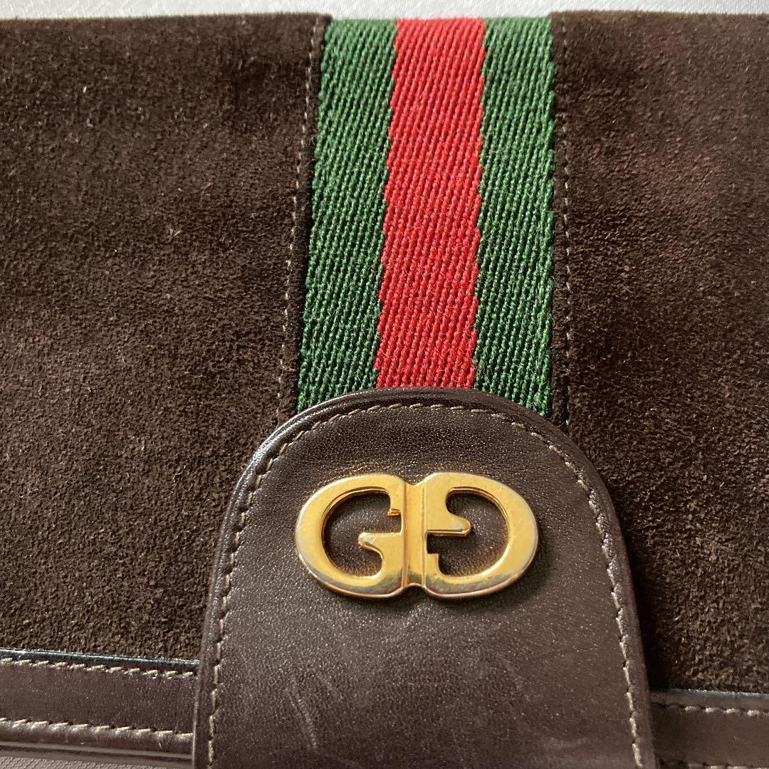 Authentic Gucci Wallet Color Brown Suede Vintage … - image 2