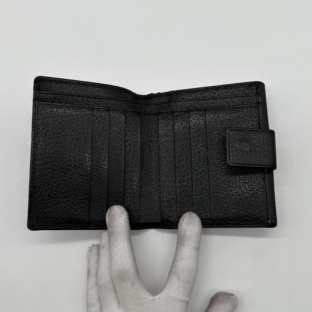 Gucci Vintage Black Leather Bifold Wallet with Go… - image 5