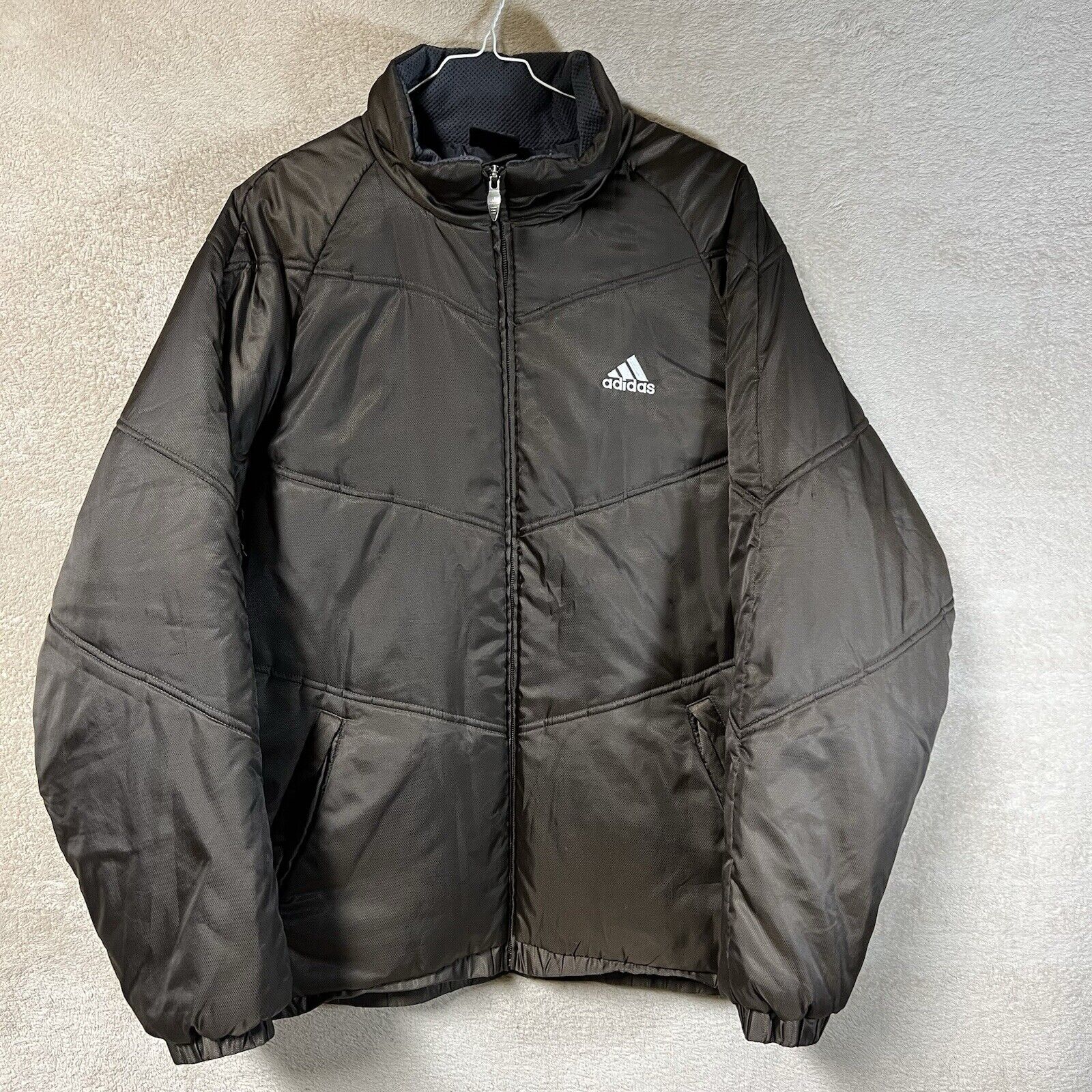 Vintage Y2K Adidas Puffer Jacket Mens Medium Brown - image 1