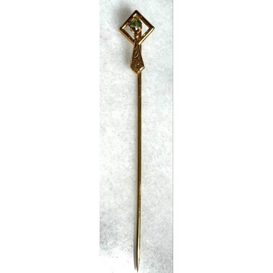 14K YELLOW GOLD  AND PERIDOT STICK PIN SKY - image 4