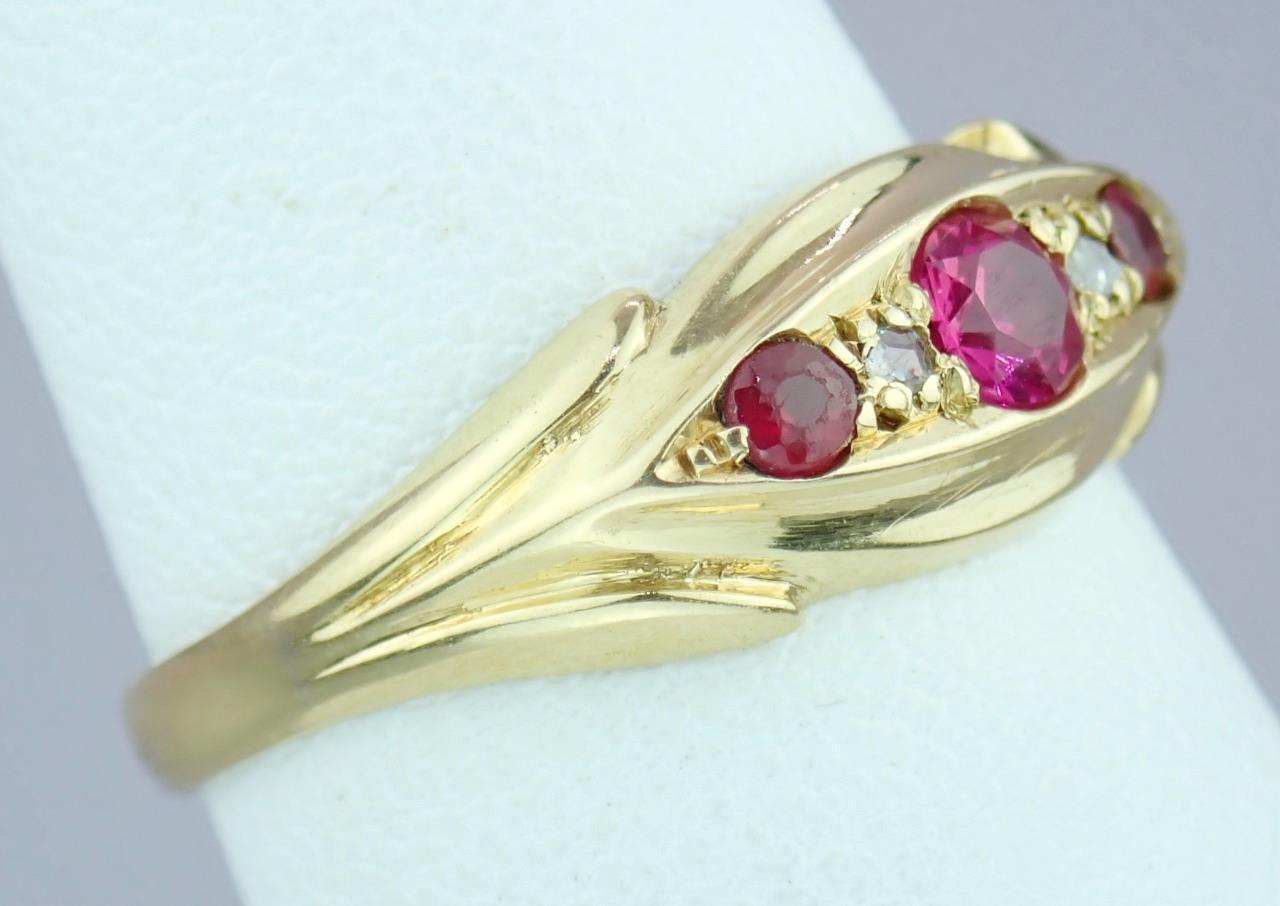 Pretty Antique Edwardian 18K Gold Diamond Pink To… - image 17