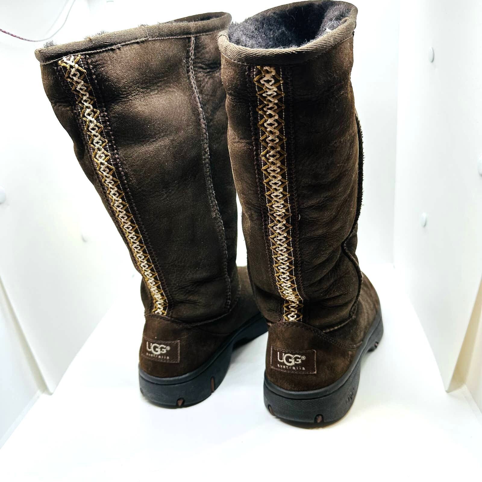 UGG Ultimate Tall Braided Back Chocolate Brown Su… - image 3