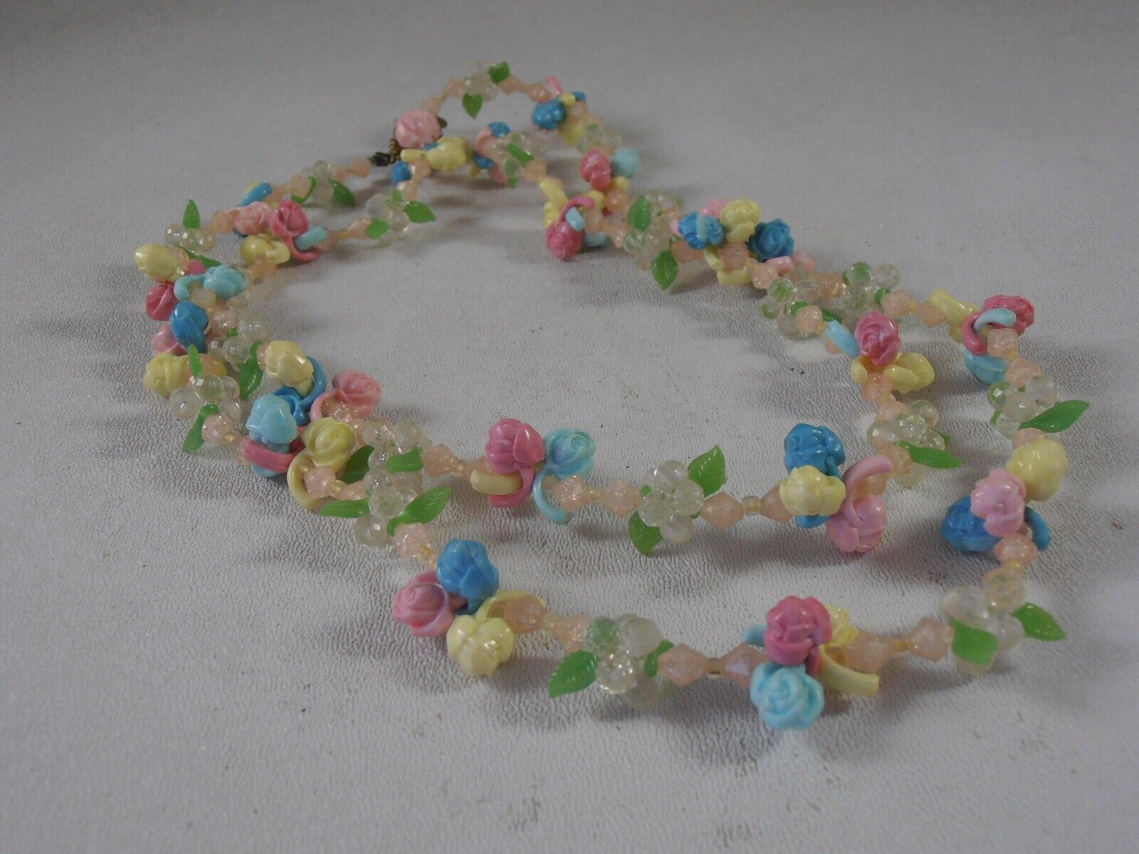 Vtg 1940s Plastic Pink Blue Fruit Salad Roses Mul… - image 5