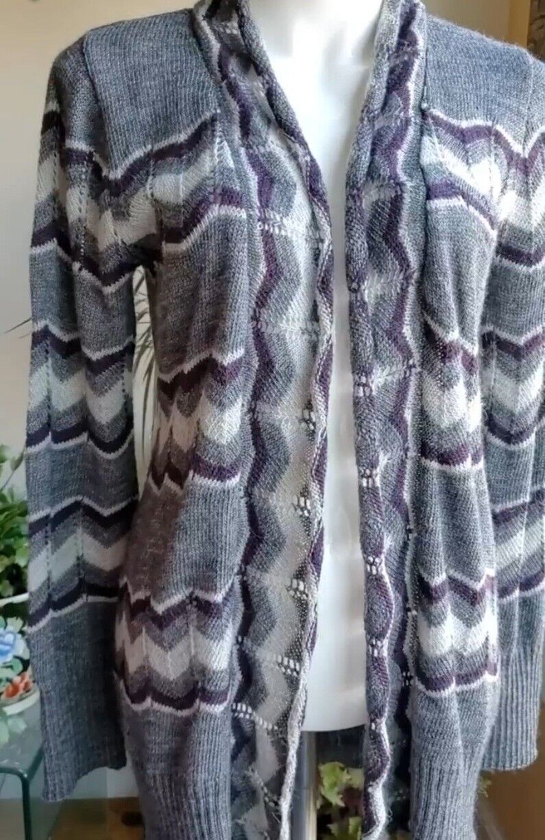 Lineamaglia Wool/Alpaca Blend Chevron Purple And … - image 3