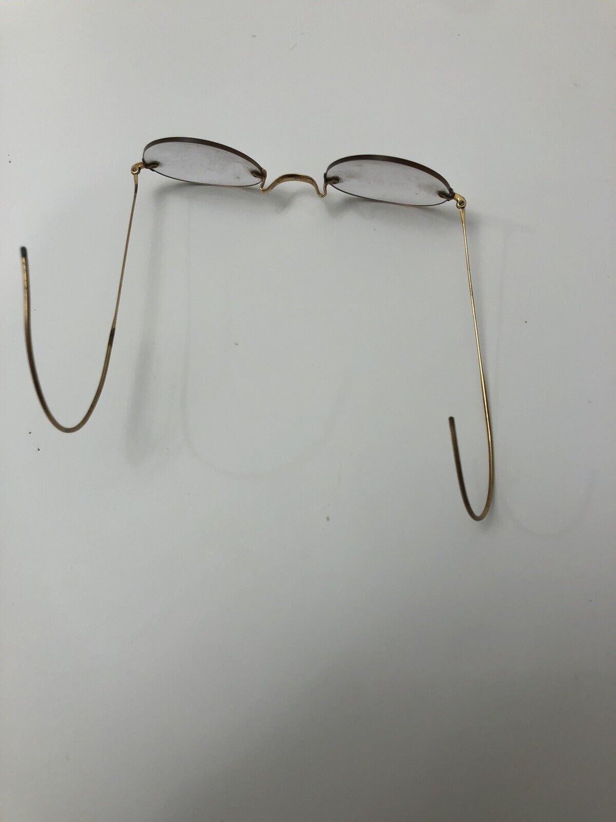 Antique Rimless Glasses Gold Tone Wire Temples Ar… - image 4