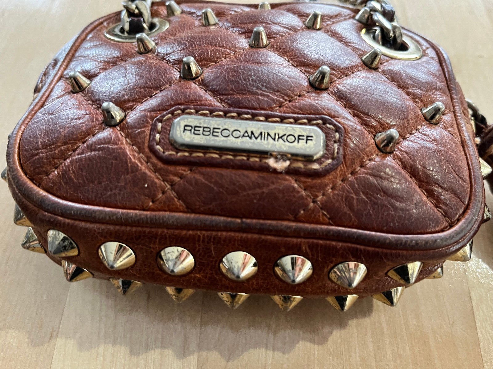 Rebecca Minkoff BROWN Leather Studded Mini Crossb… - image 6