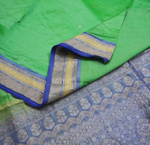 Vintage Heavy Saree Blue & Green Pure Silk Hand W… - image 1