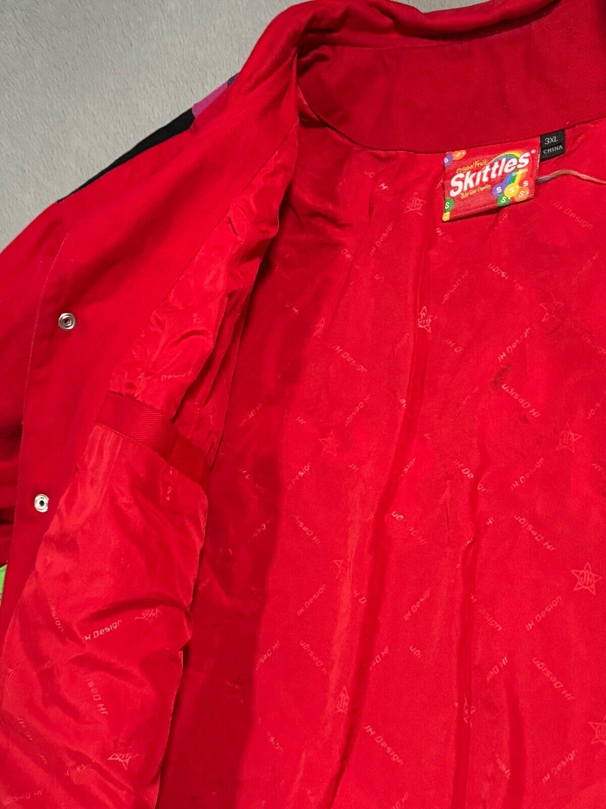 Vintage Skittles JH Design Nascar Varsity Bomber … - image 15