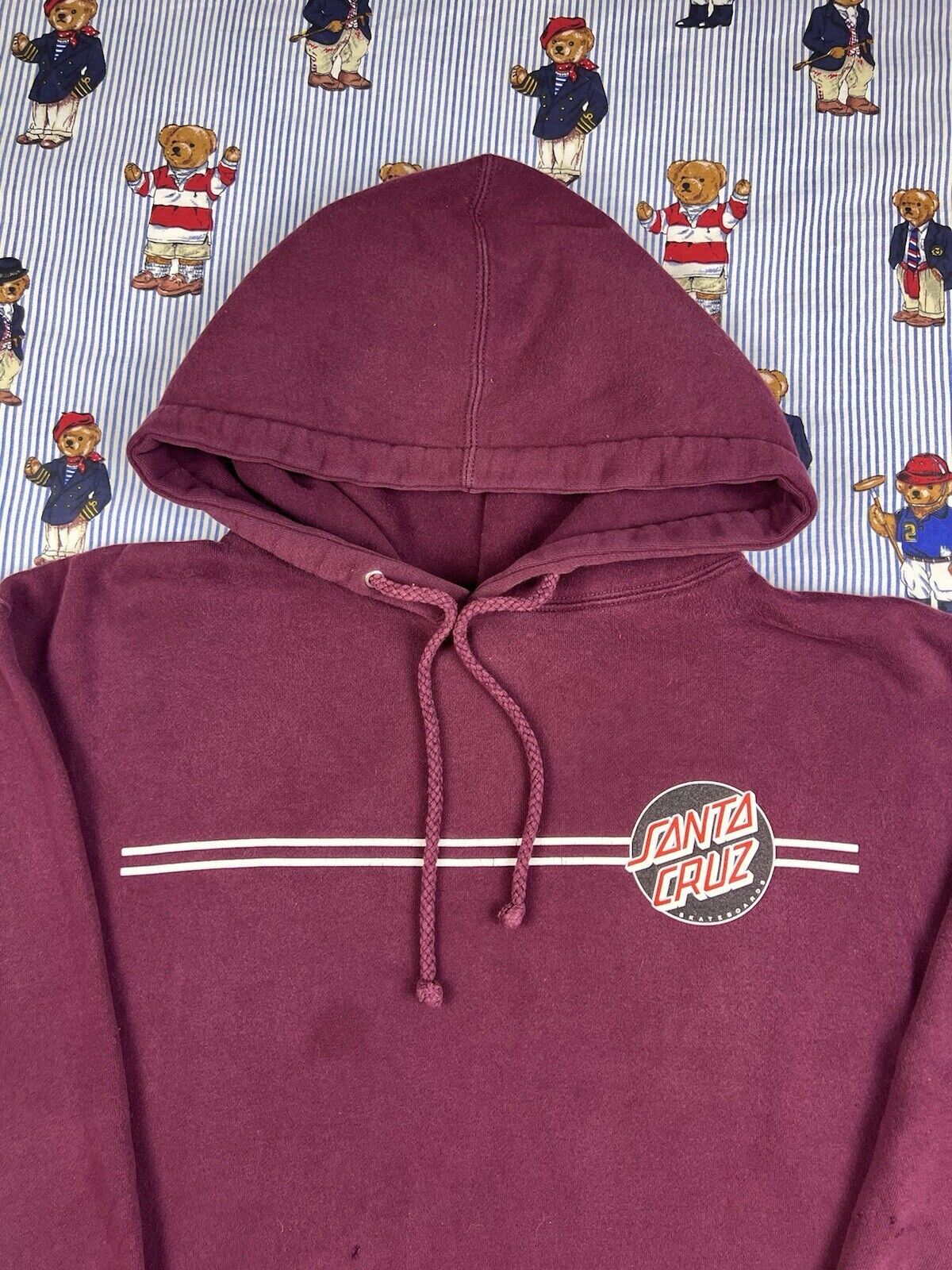 Vintage Y2K Santa Cruz Skate Maroon Burgundy Pull… - image 3