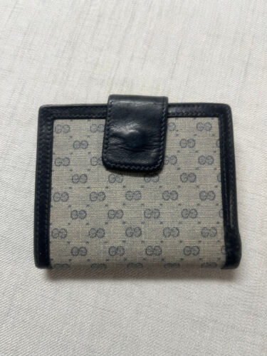 Authentic Vintage Gucci Canvas and Navy Leather Bi