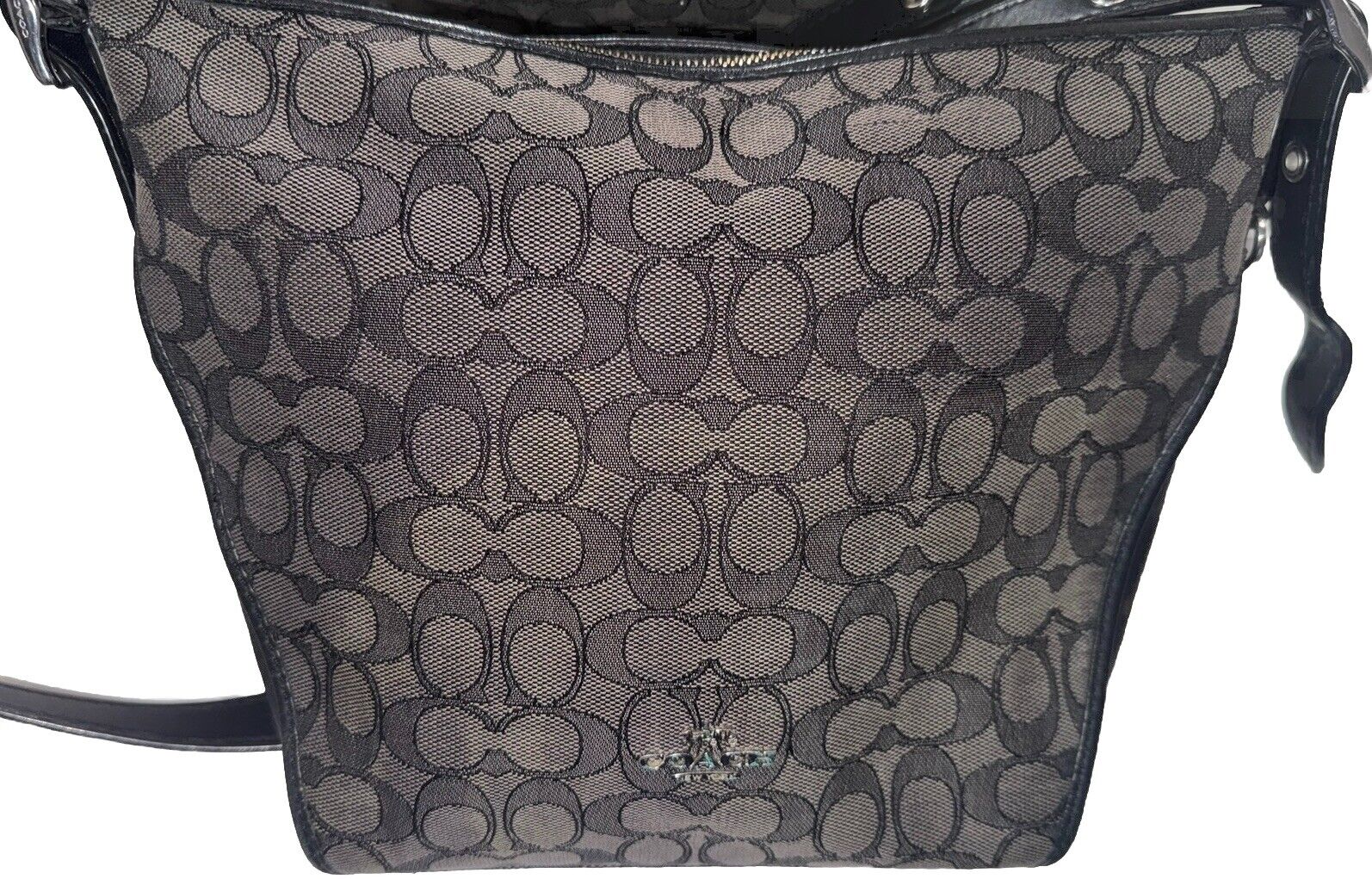 Coach Dufflette Crossbody Black/Gray Signature Ja… - image 2