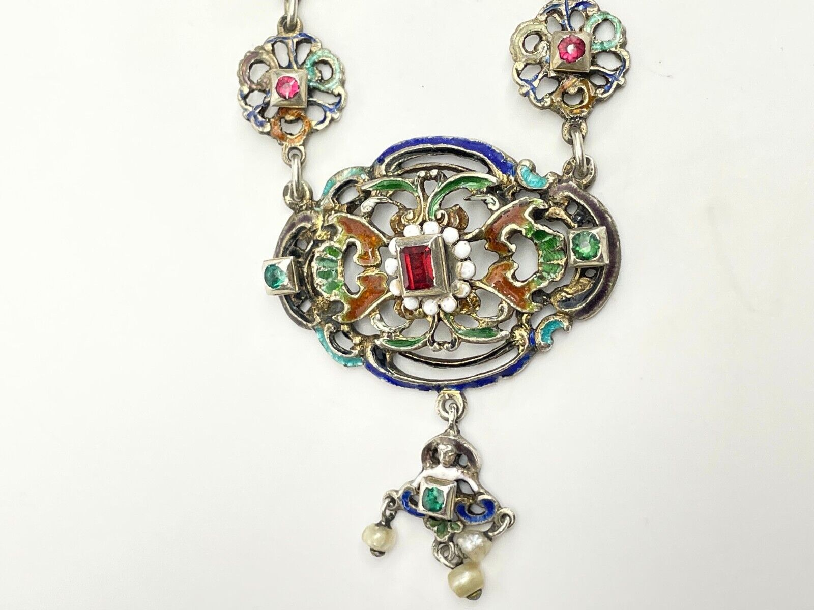 Austro Hungarian Silver, Garnet, Enamel , Emerald… - image 7