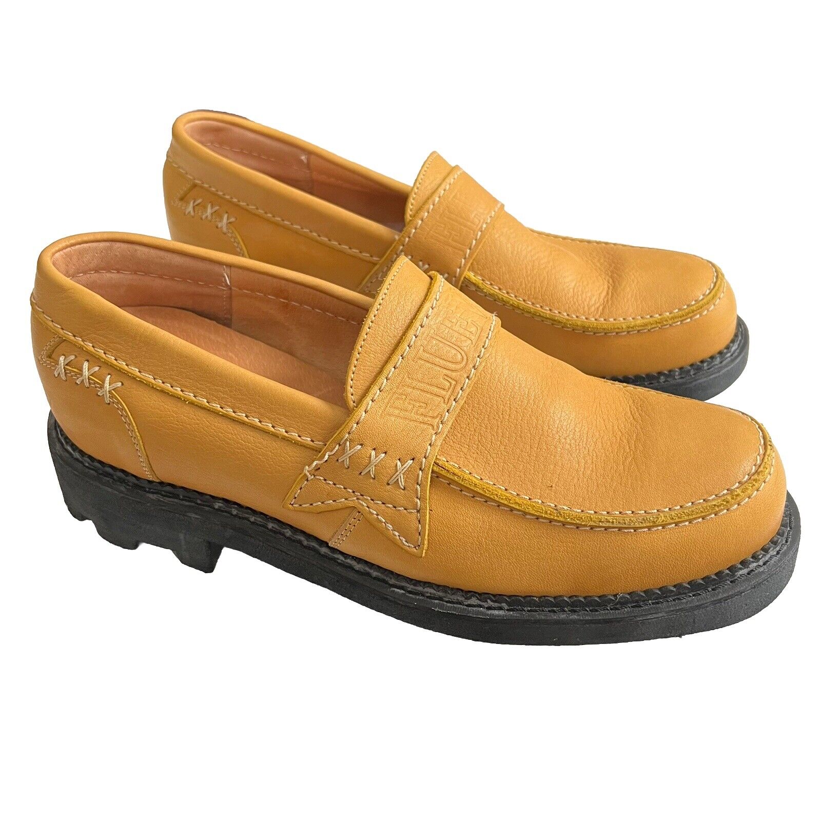 John Fluevog Mens Chunky Loafers Size 9 Yellow Le… - image 3