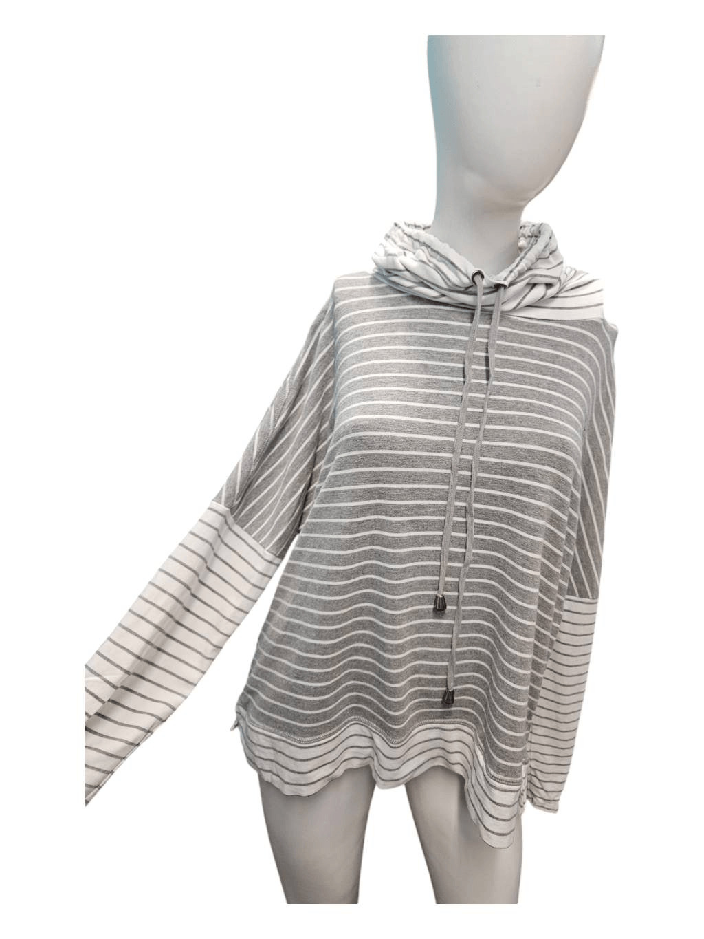 Cupio Gray Striped Cowel Neck Sweatshirt Size XL - image 2