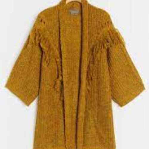 ANTHROPOLOGIE Stevie Fringed Knit Kimono Marled Mu