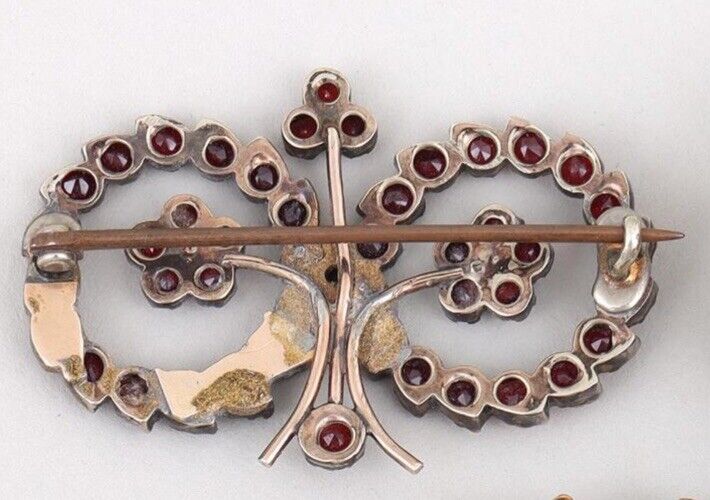 Antique Victorian 10k Gold Garnet Circles Brooch - image 2